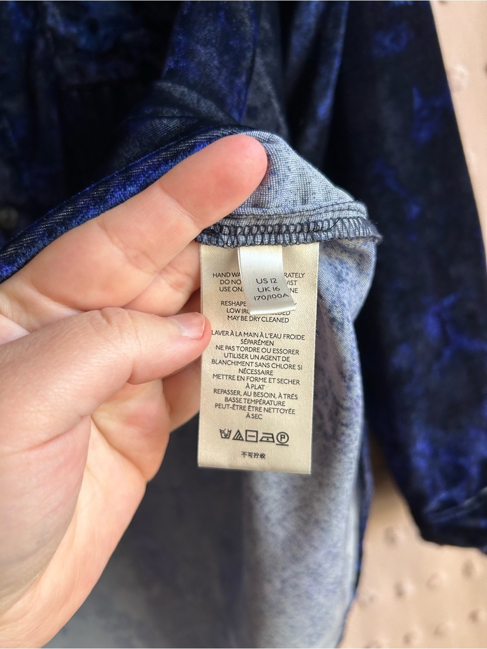 Anthropologie Pilcro Mara Relaxed Velvet Button Down Shirt Sz 12 Blue - Picture 5 of 6